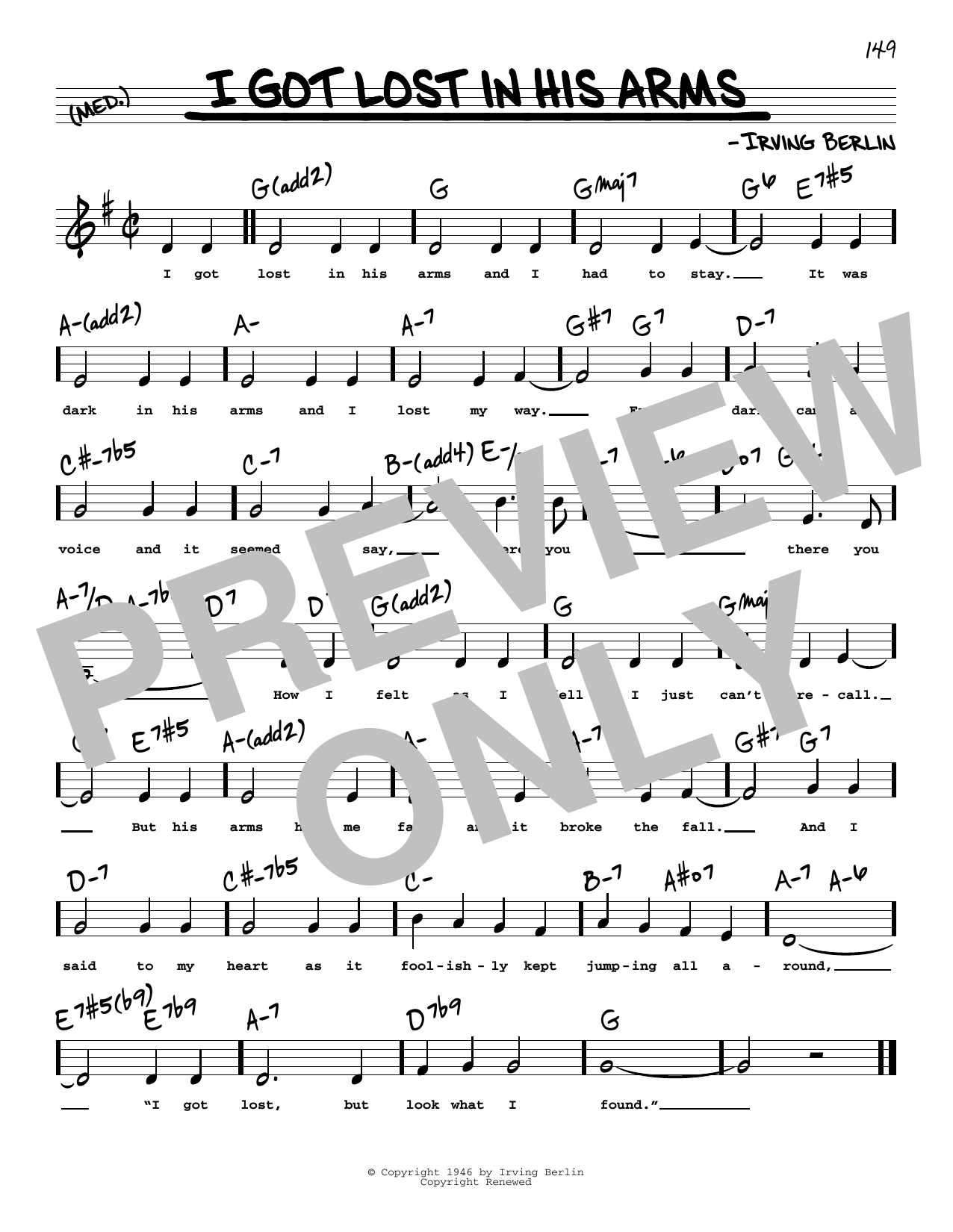 Irving Berlin I Got Lost In His Arms (Low Voice) sheet music notes printable PDF score