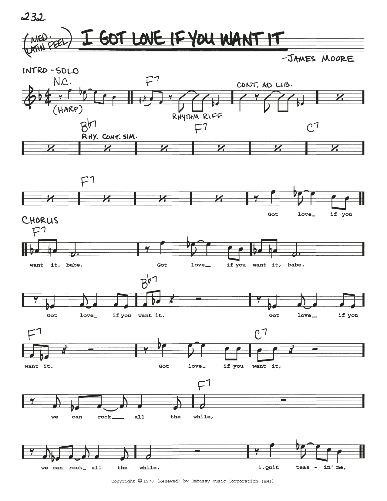 Download James Moore I Got Love If You Want It Sheet Music
