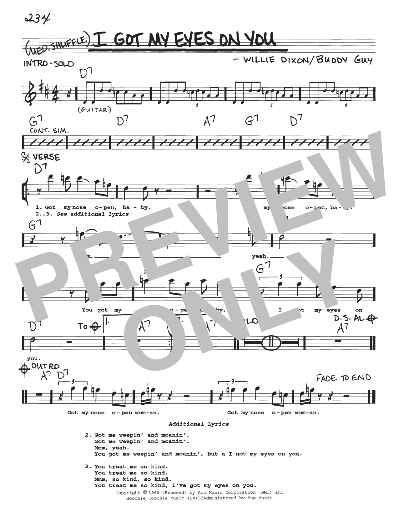 Download Willie Dixon I Got My Eyes On You Sheet Music