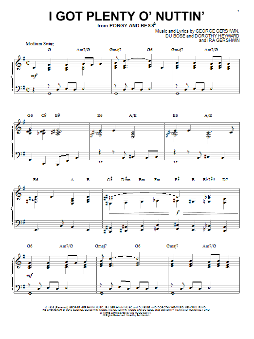 Download George Gershwin I Got Plenty O' Nuttin' [Jazz version] Sheet Music