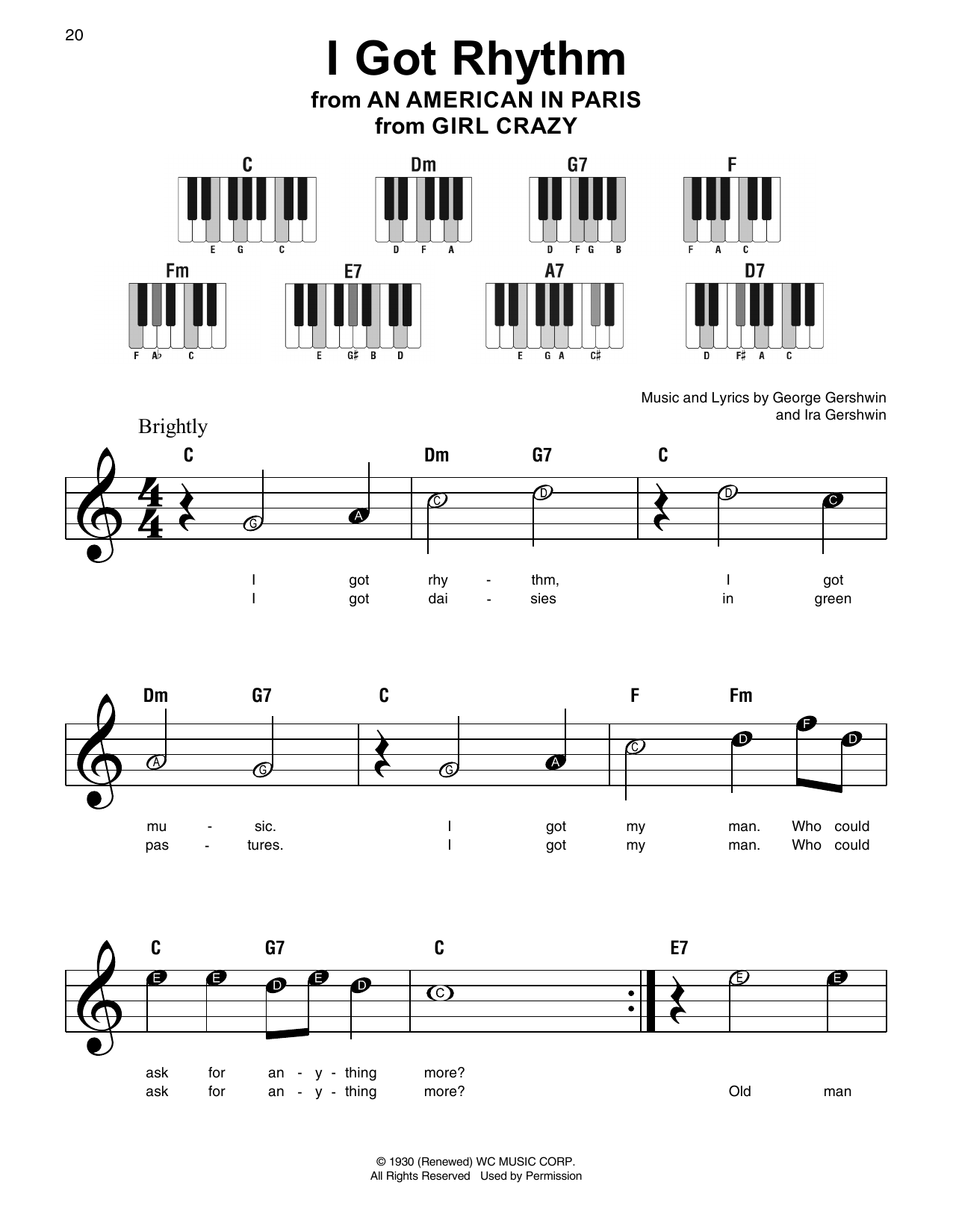Download George Gershwin I Got Rhythm Sheet Music