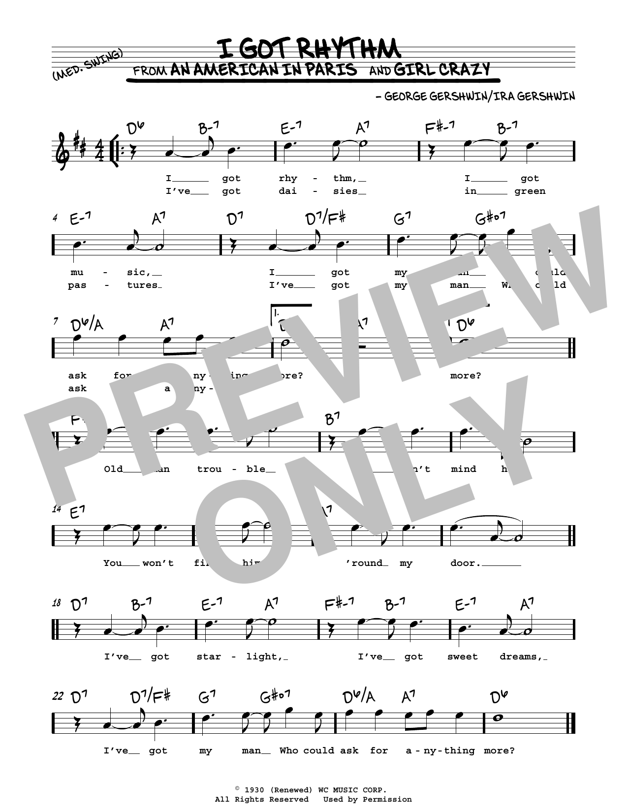 Download George Gershwin I Got Rhythm Sheet Music