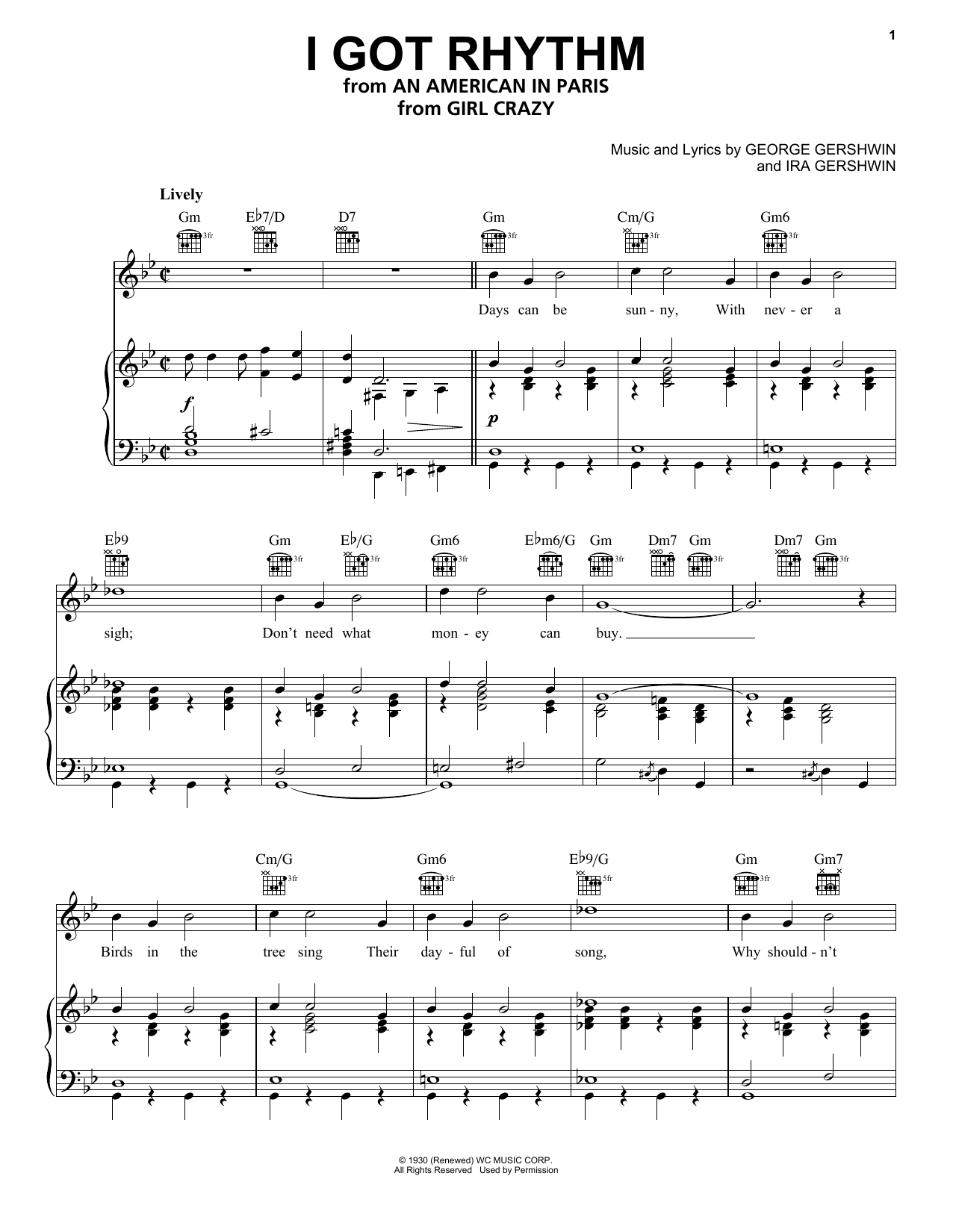 Download Ira Gershwin I Got Rhythm Sheet Music