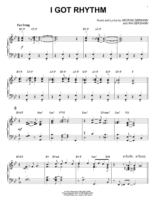 Download George Gershwin I Got Rhythm [Jazz version] (arr. Brent Sheet Music