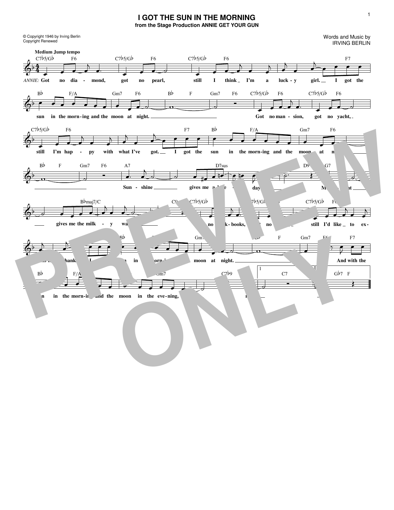 Download Irving Berlin I Got The Sun In The Morning Sheet Music
