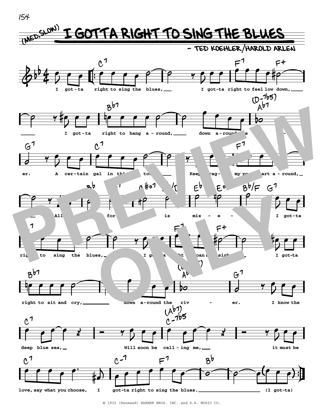 Download Ted Koehler I Gotta Right To Sing The Blues (arr. R Sheet Music