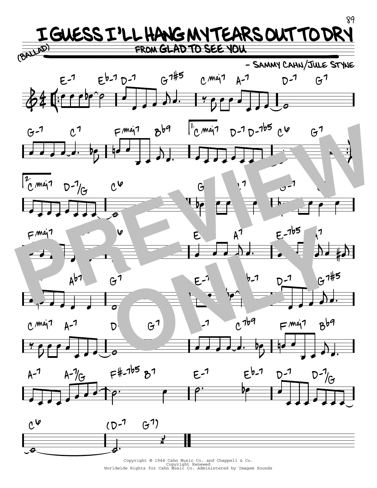 Download Jule Styne I Guess I'll Hang My Tears Out To Dry Sheet Music