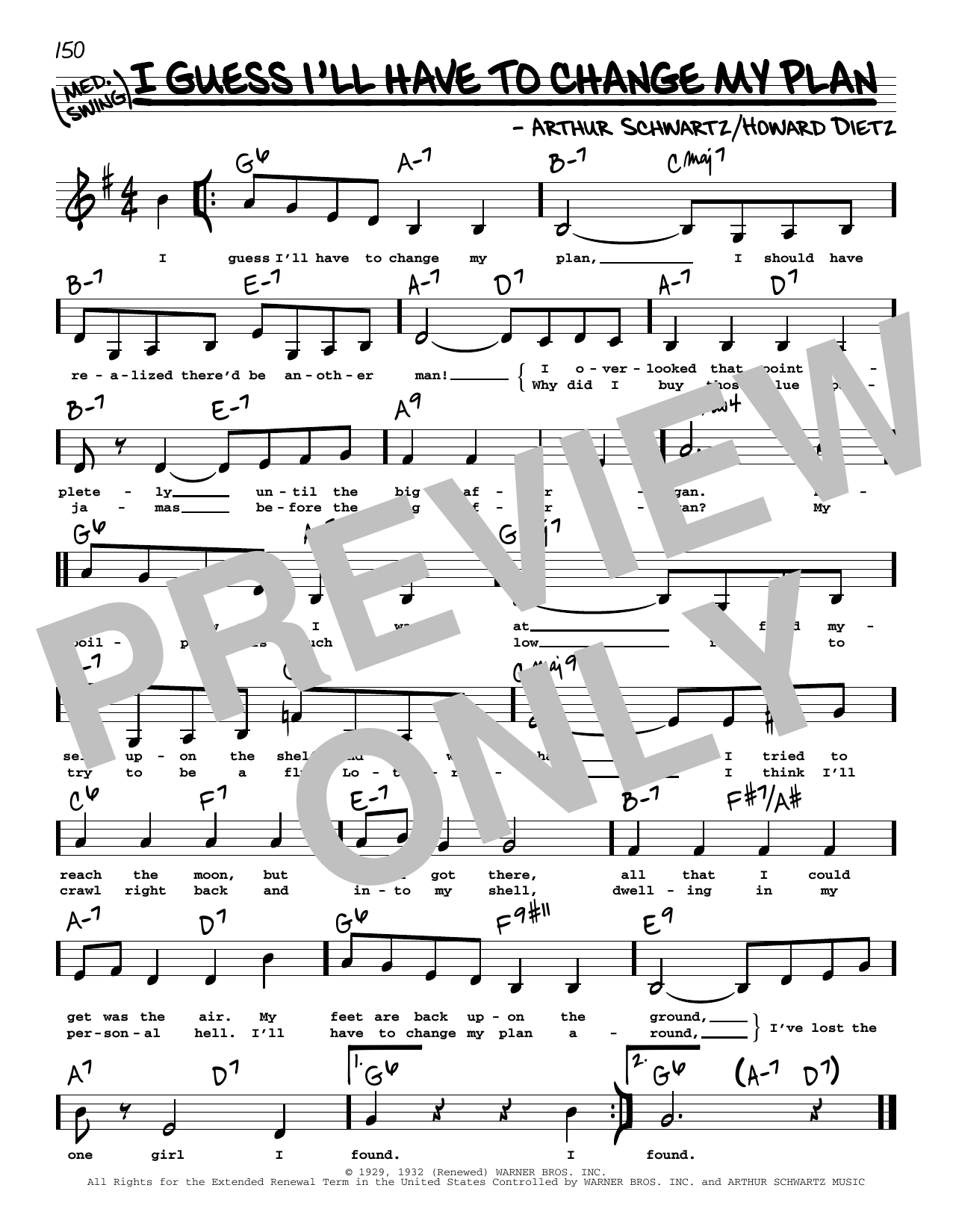 Howard Dietz I Guess I'll Have To Change My Plan (Low Voice) sheet music notes printable PDF score