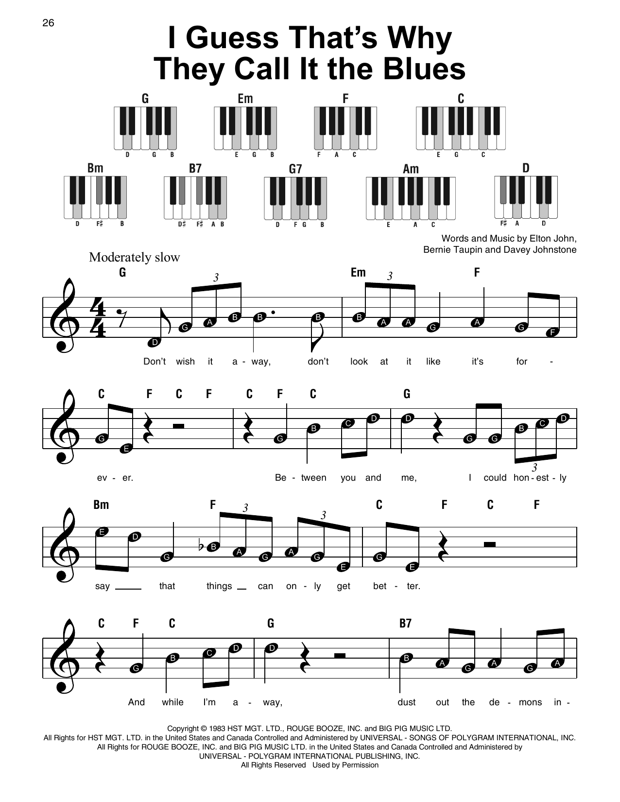 Download Elton John I Guess That's Why They Call It The Blu Sheet Music