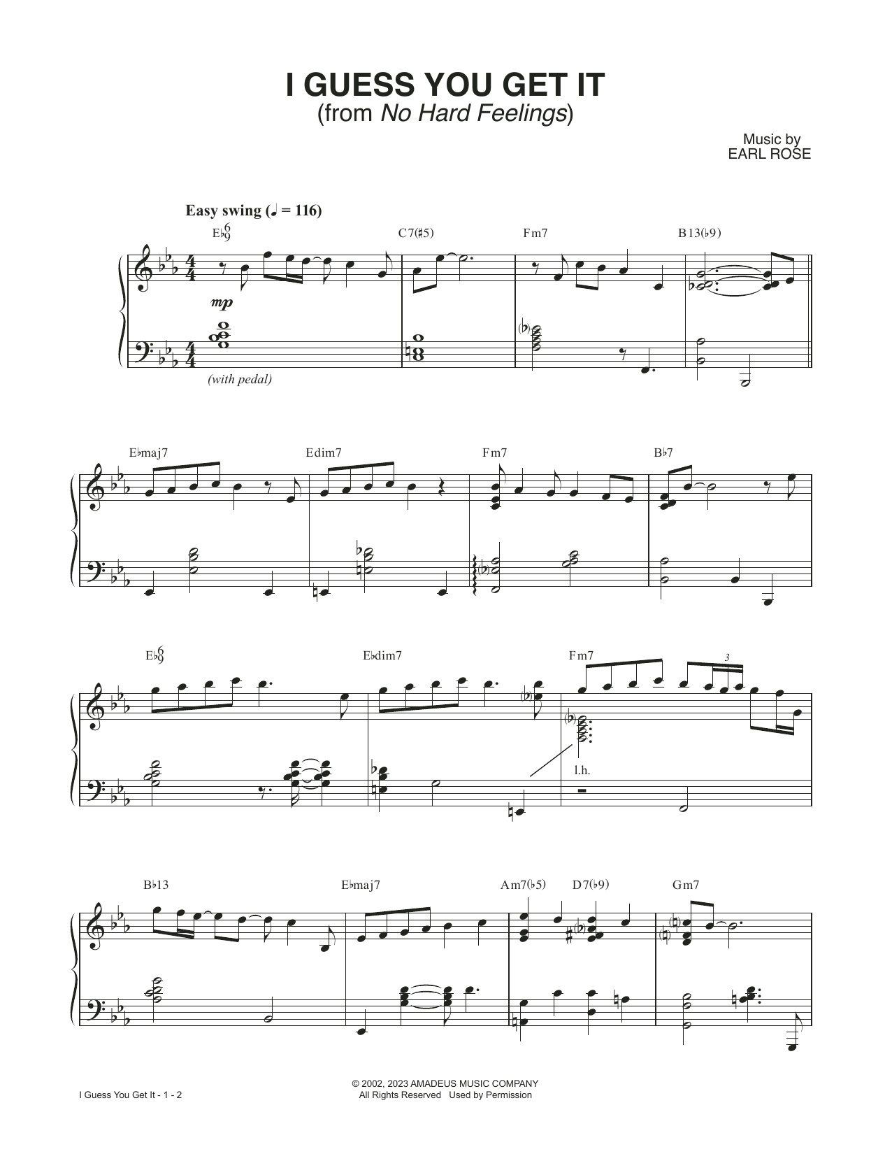 Earl Rose I Guess You Get It (from No Hard Feelings) sheet music notes printable PDF score