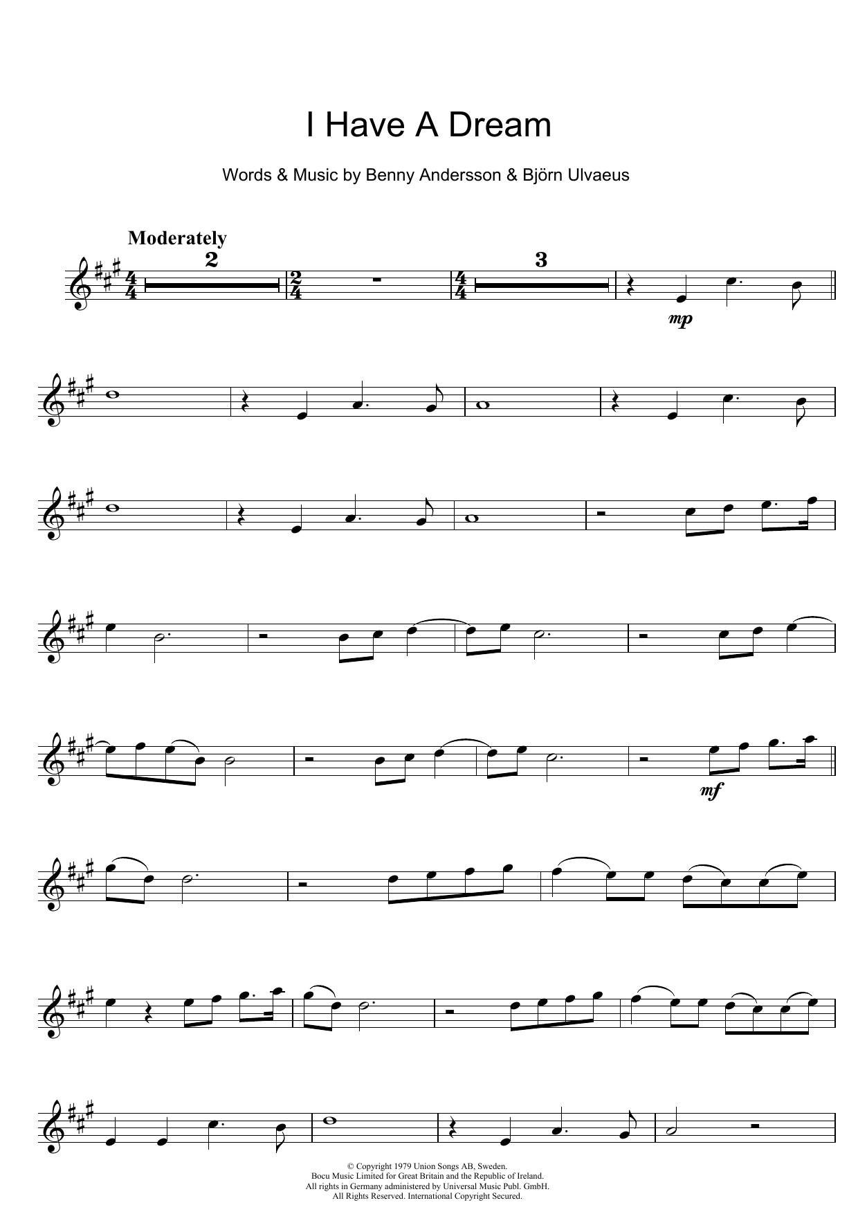 Download ABBA I Have A Dream Sheet Music