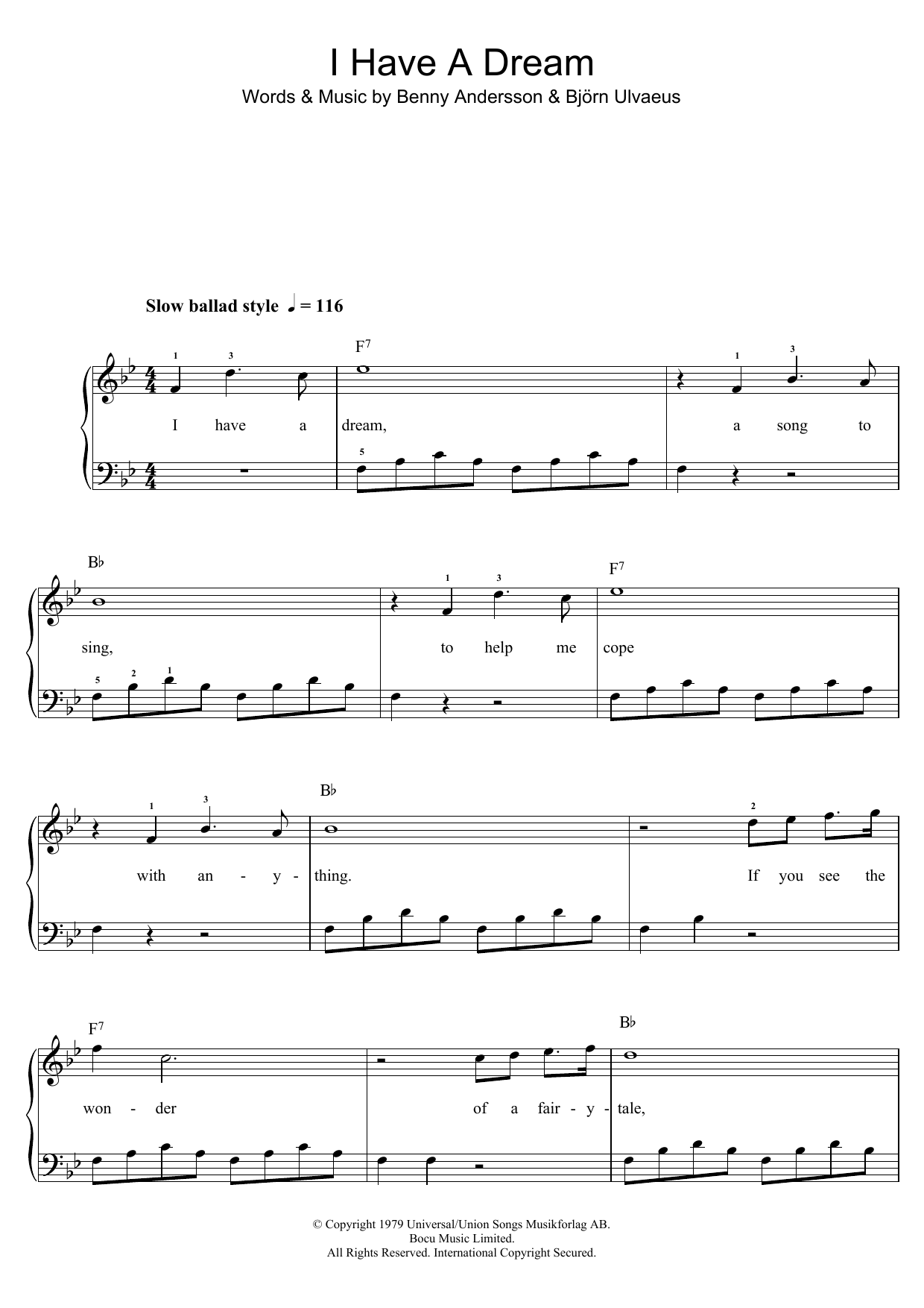 Download ABBA I Have A Dream Sheet Music