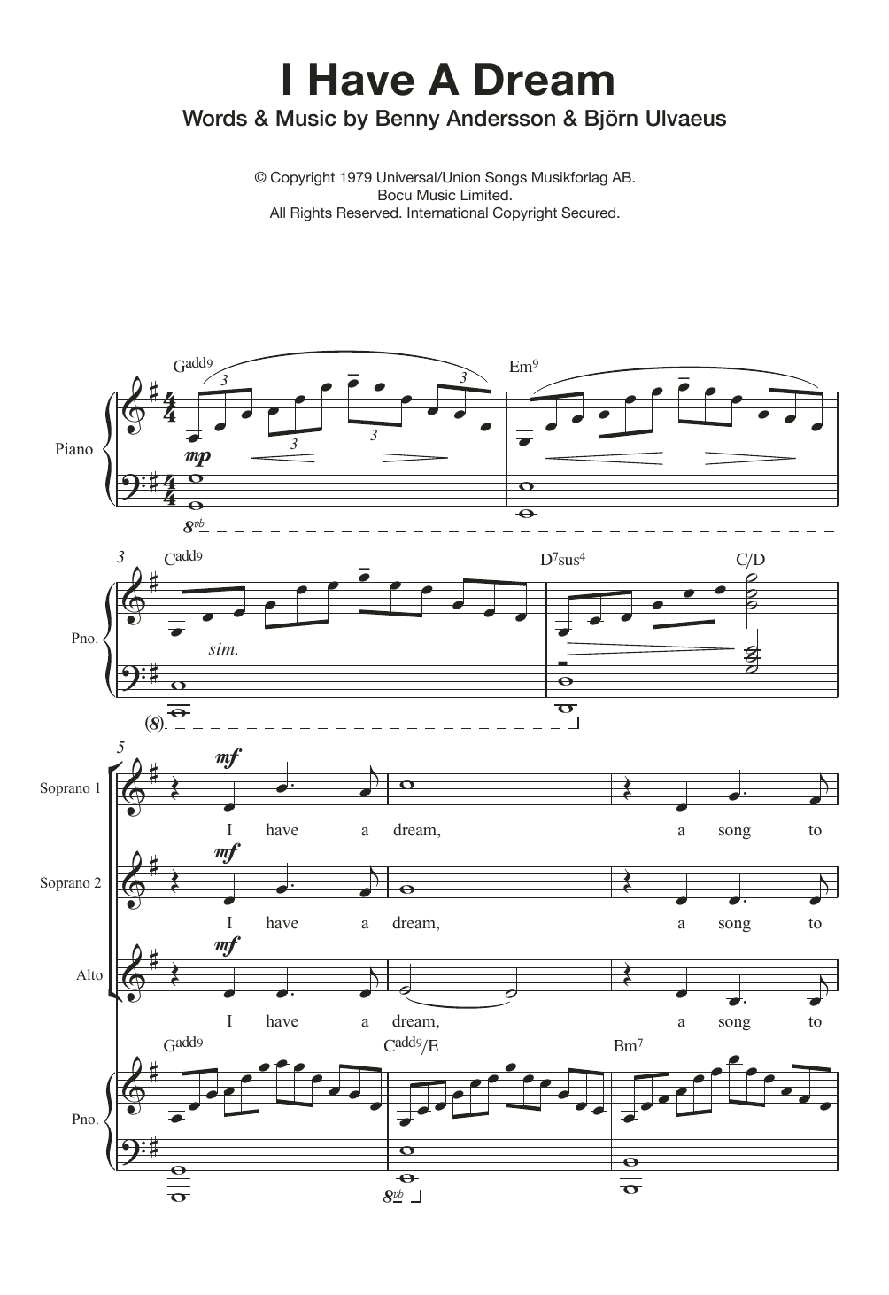 Download ABBA I Have A Dream (arr. Quentin Thomas) Sheet Music