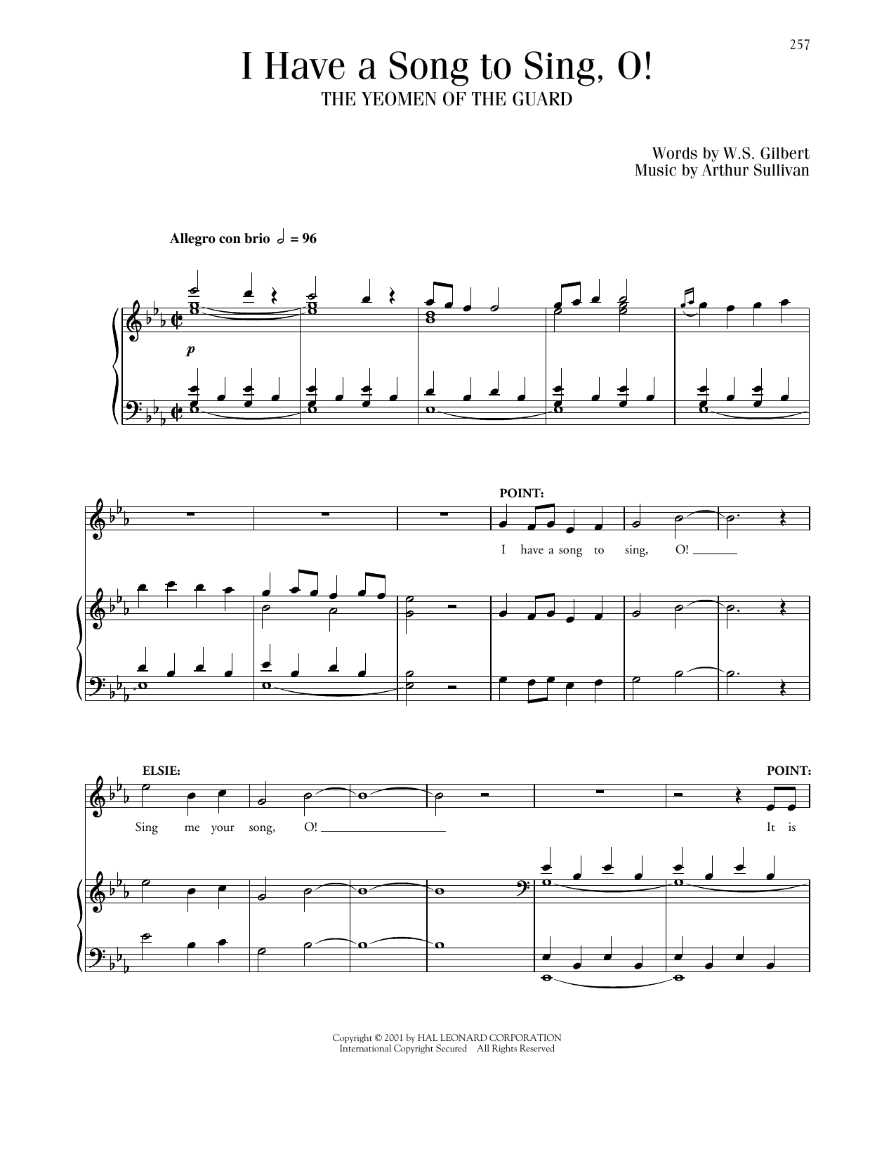 Gilbert & Sullivan I Have A Song To Sing sheet music notes printable PDF score