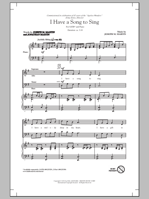 Download Joseph M. Martin I Have A Song To Sing Sheet Music
