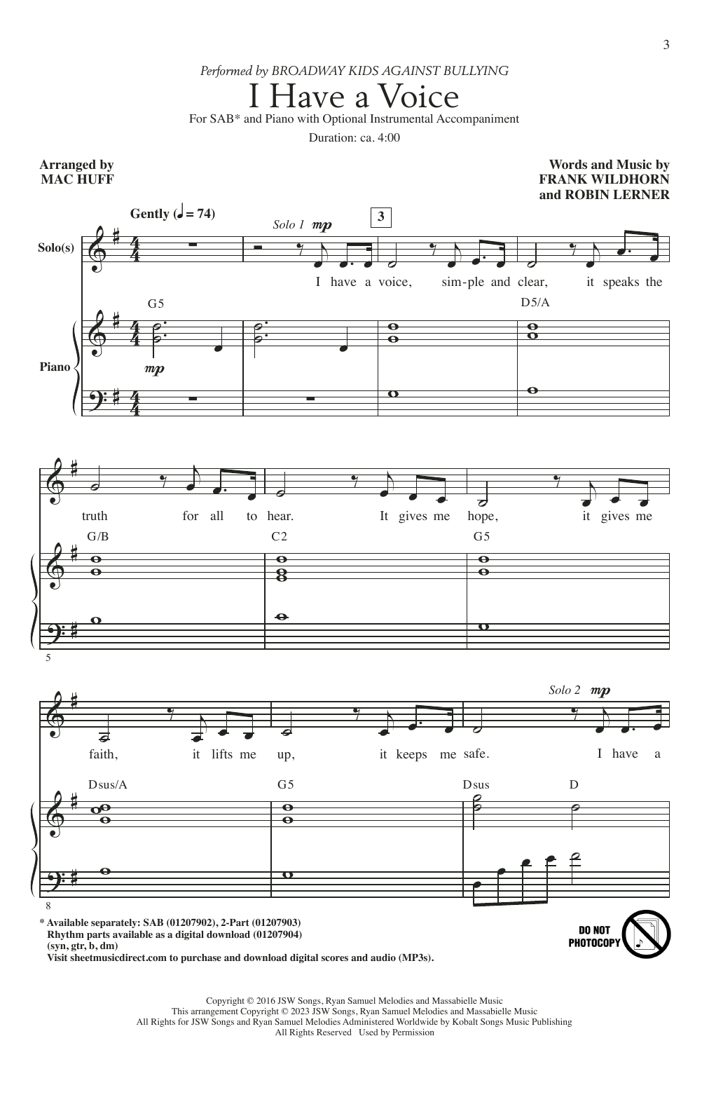 Download Broadway Kids Against Bullying I Have A Voice (arr. Mac Huff) Sheet Music