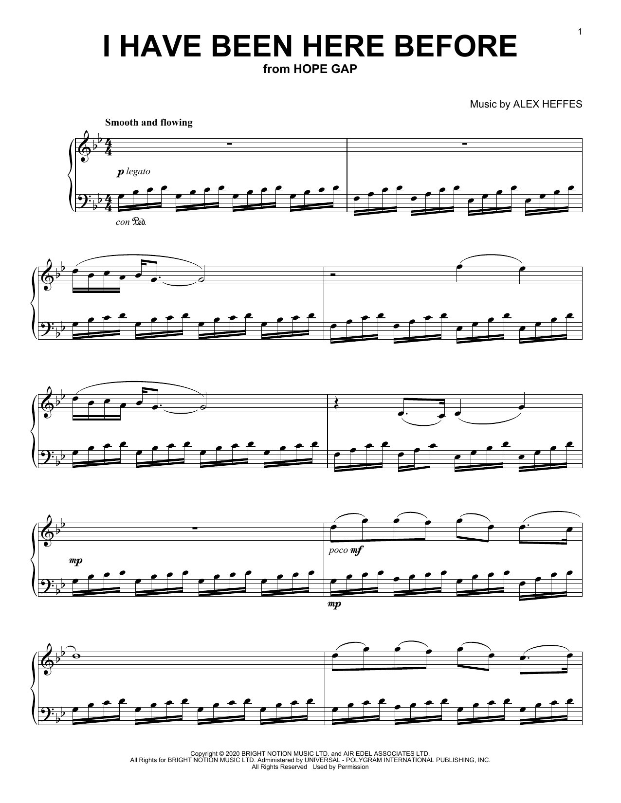 Download Alex Heffes I Have Been Here Before (from Hope Gap) Sheet Music