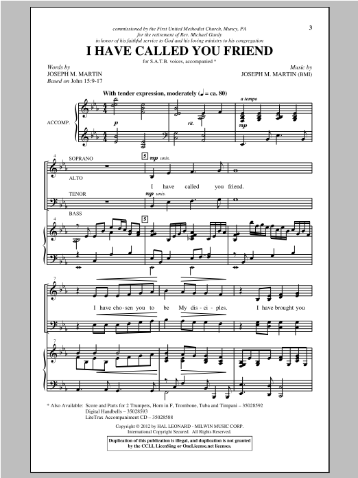Download Joseph Martin I Have Called You Friend Sheet Music