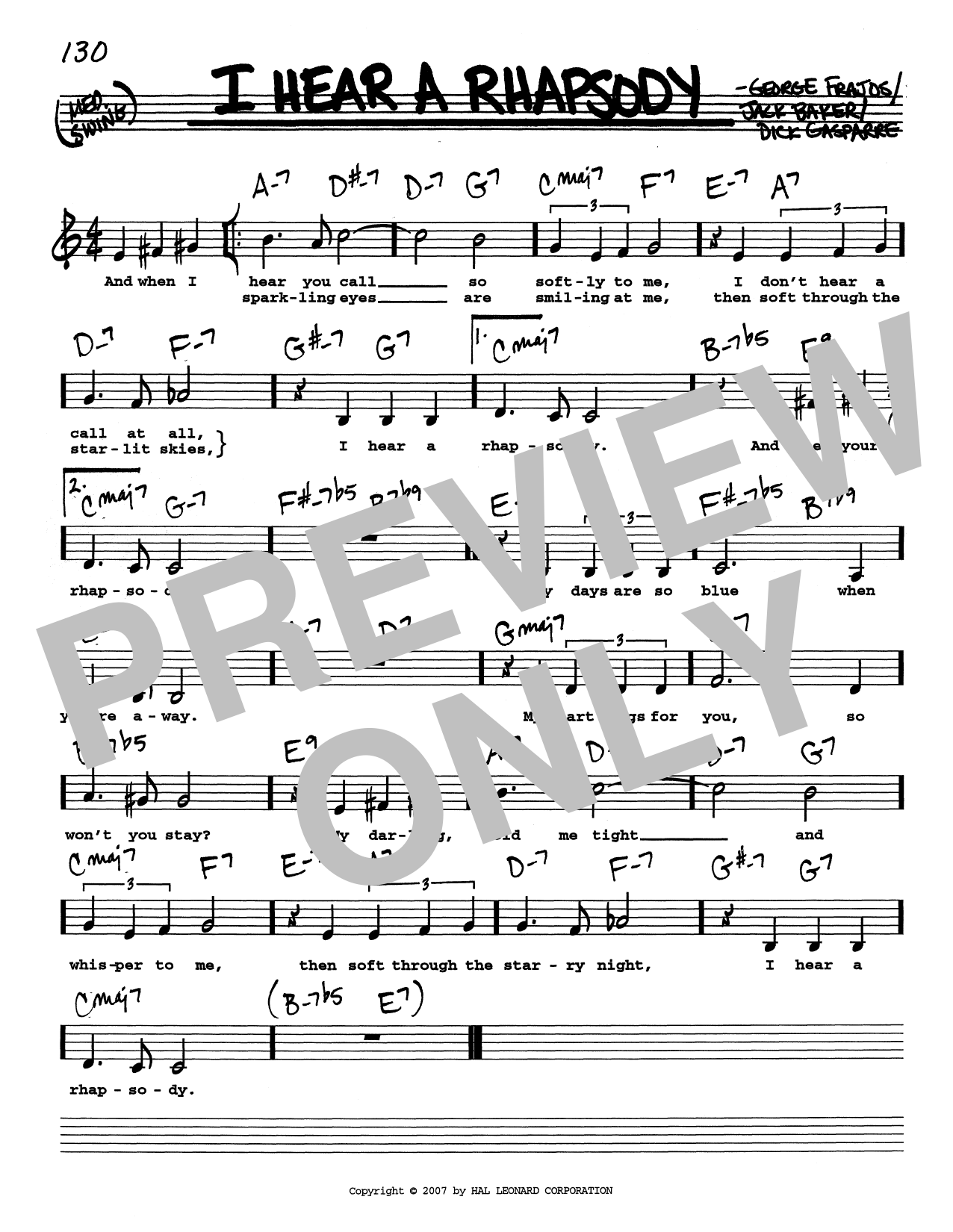 Dick Gasparre I Hear A Rhapsody (Low Voice) sheet music notes printable PDF score