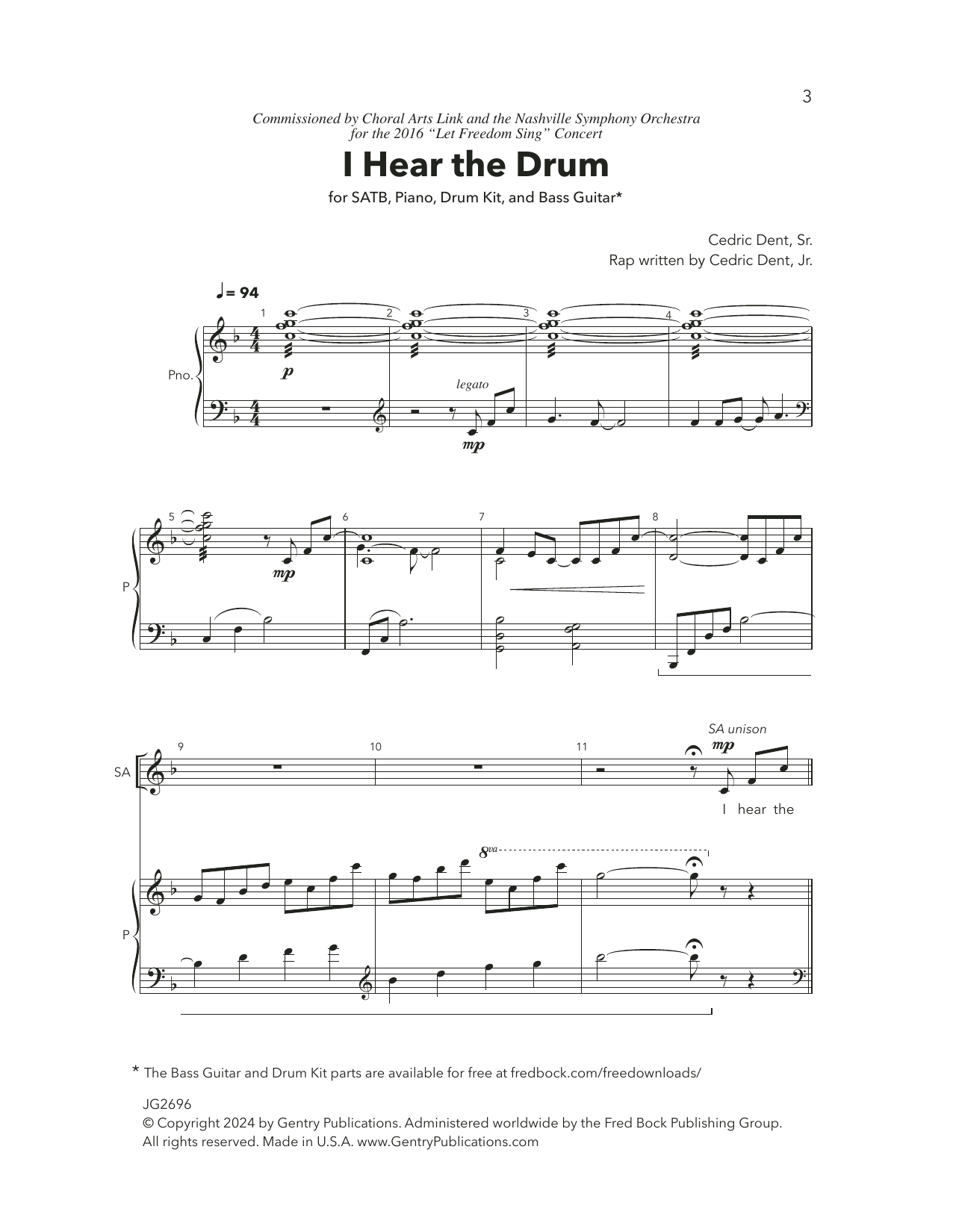 Download Cedric Dent I Hear The Drum Sheet Music