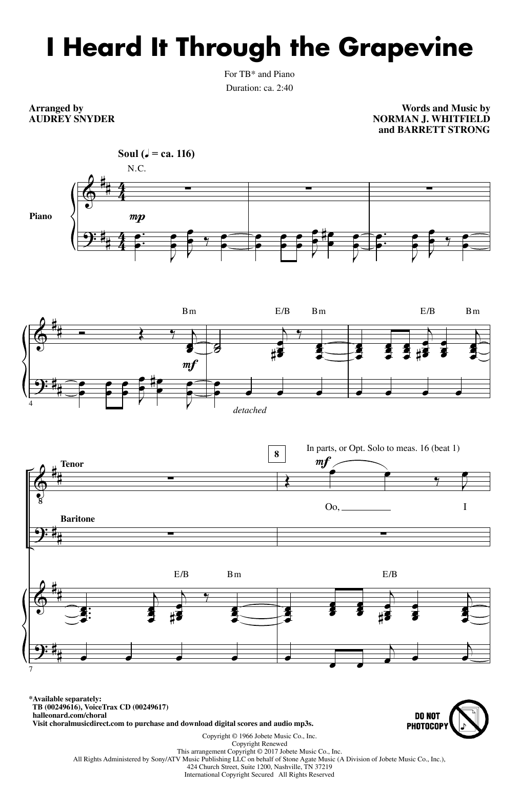 Download Audrey Snyder I Heard It Through The Grapevine Sheet Music