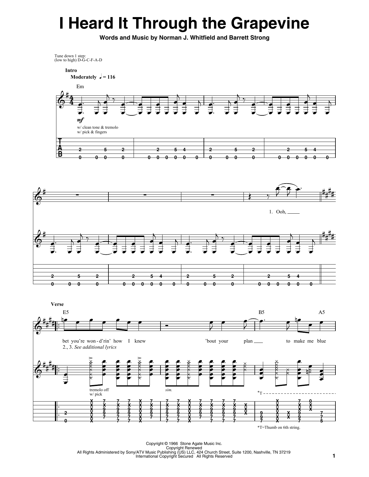 Download Creedence Clearwater Revival I Heard It Through The Grapevine Sheet Music
