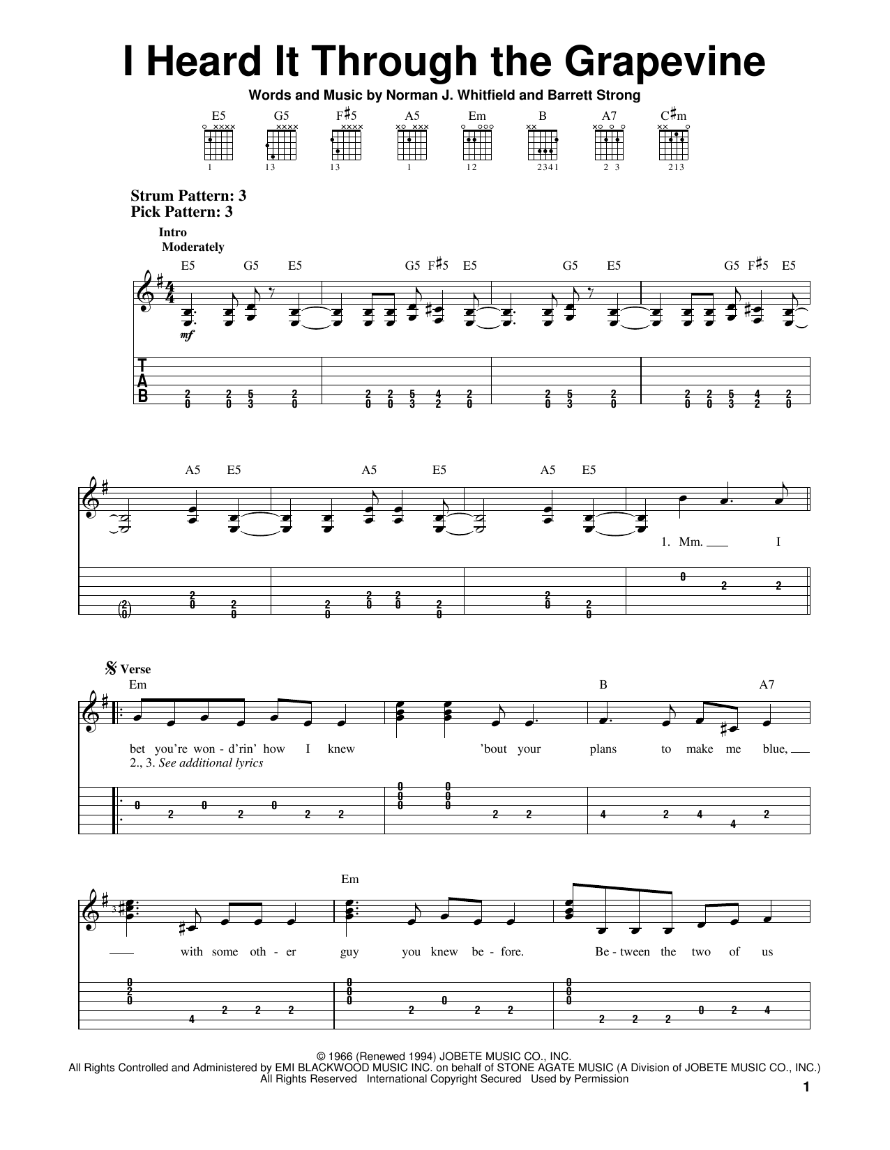 Download Creedence Clearwater Revival I Heard It Through The Grapevine Sheet Music