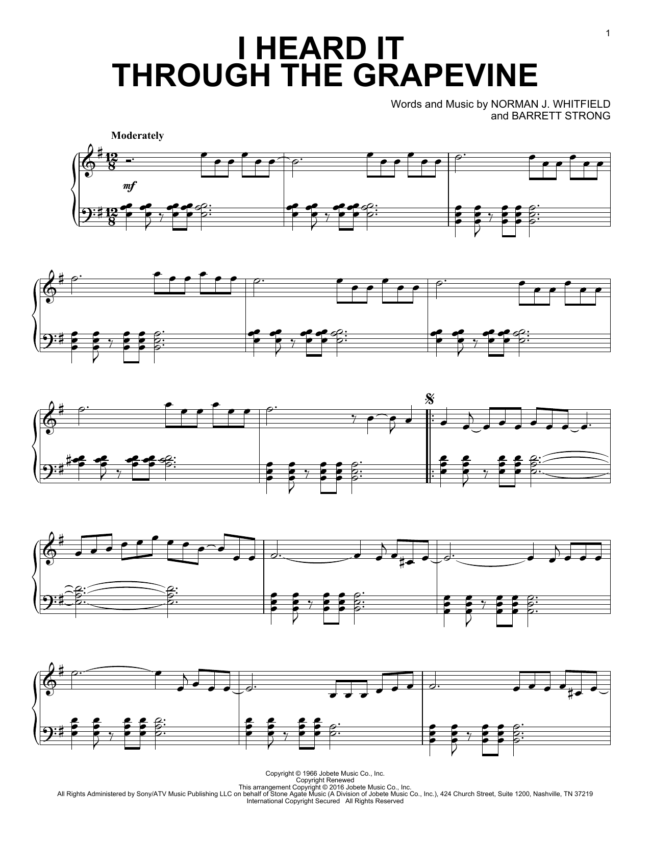 Download Marvin Gaye I Heard It Through The Grapevine [Jazz Sheet Music