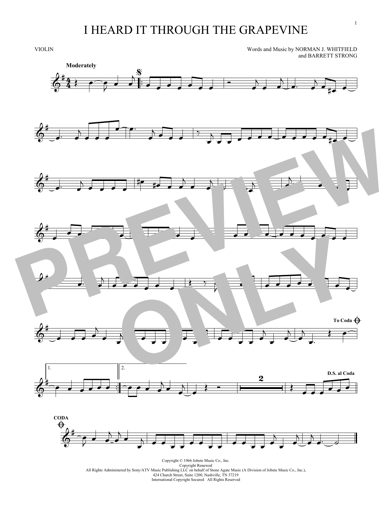 Download Marvin Gaye I Heard It Through The Grapevine Sheet Music
