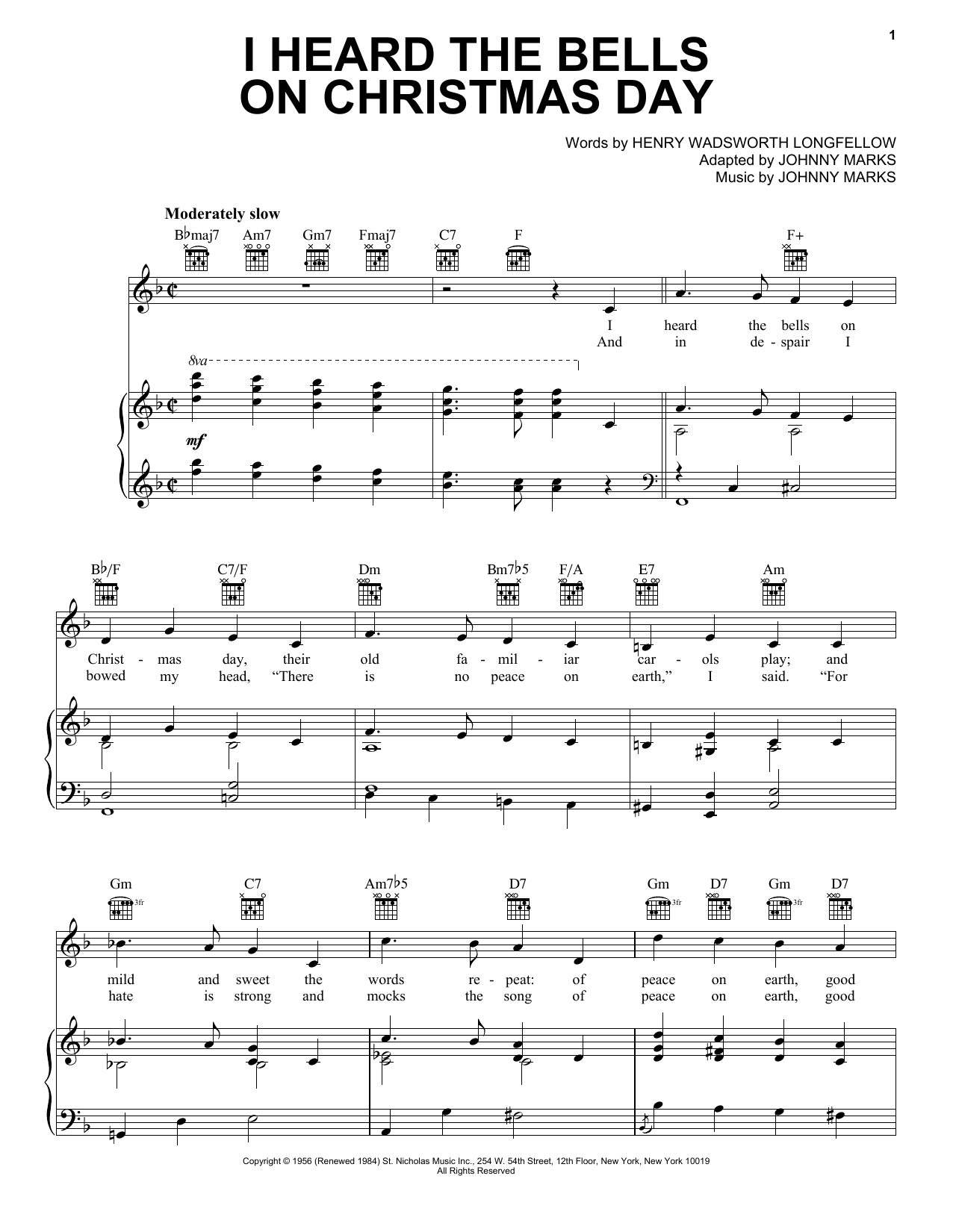 Download Frank Sinatra I Heard The Bells On Christmas Day Sheet Music