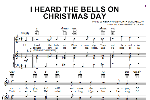 Download Henry Wadsworth Longfellow I Heard The Bells On Christmas Day Sheet Music