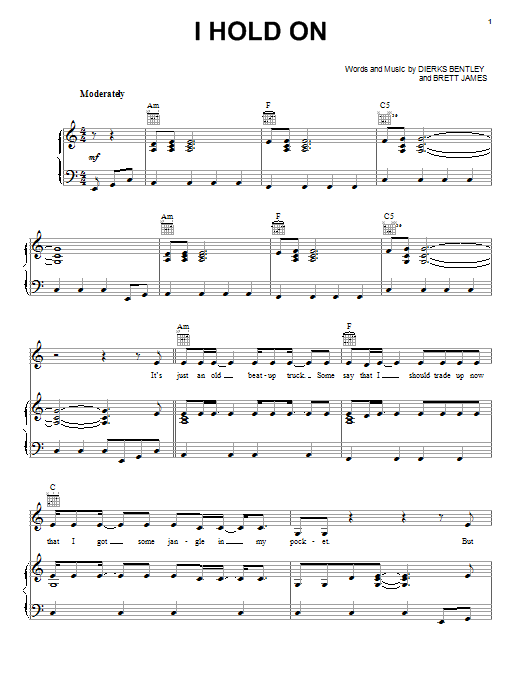 Download Dierks Bentley I Hold On Sheet Music