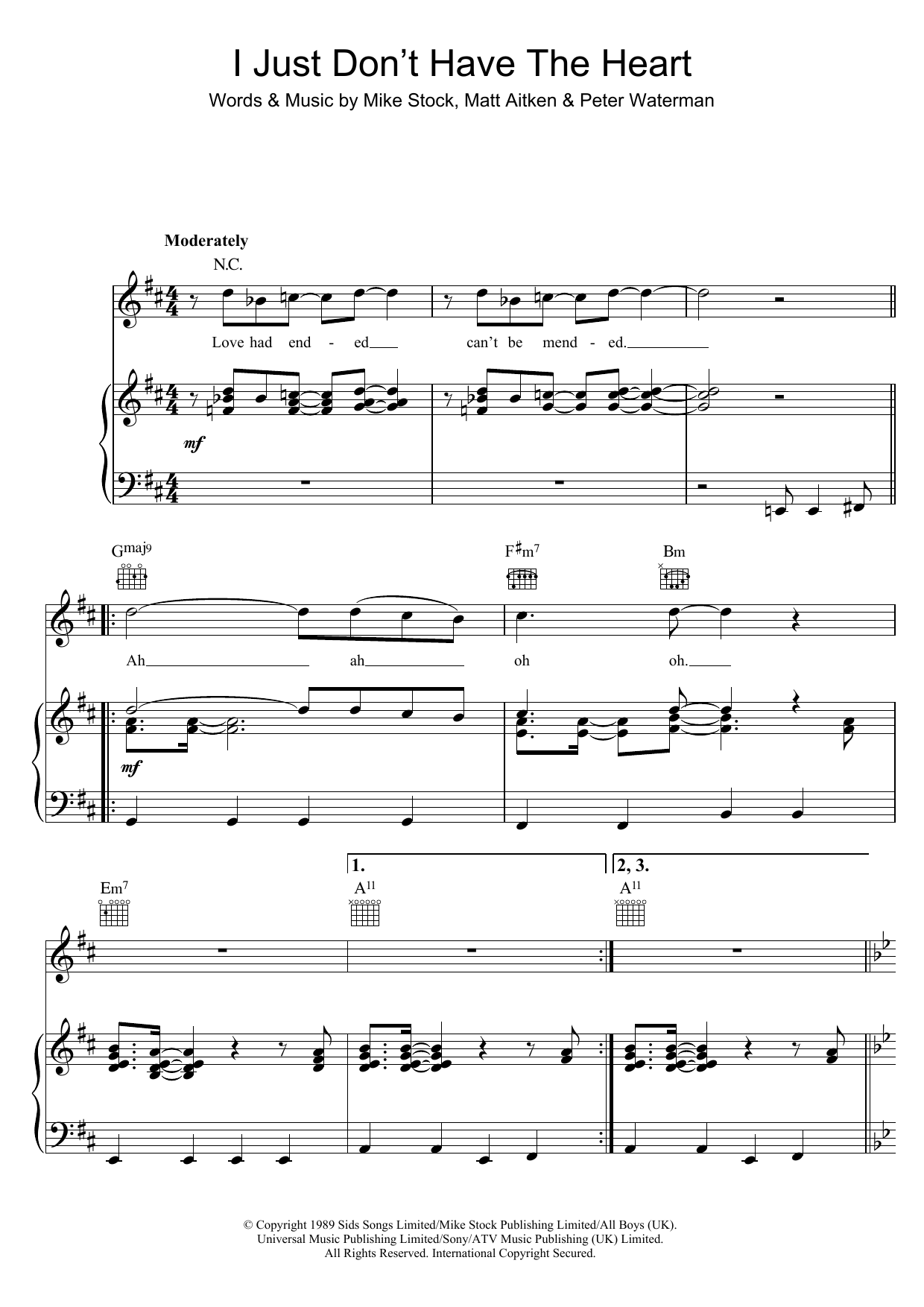Download Cliff Richard I Just Don't Have The Heart Sheet Music