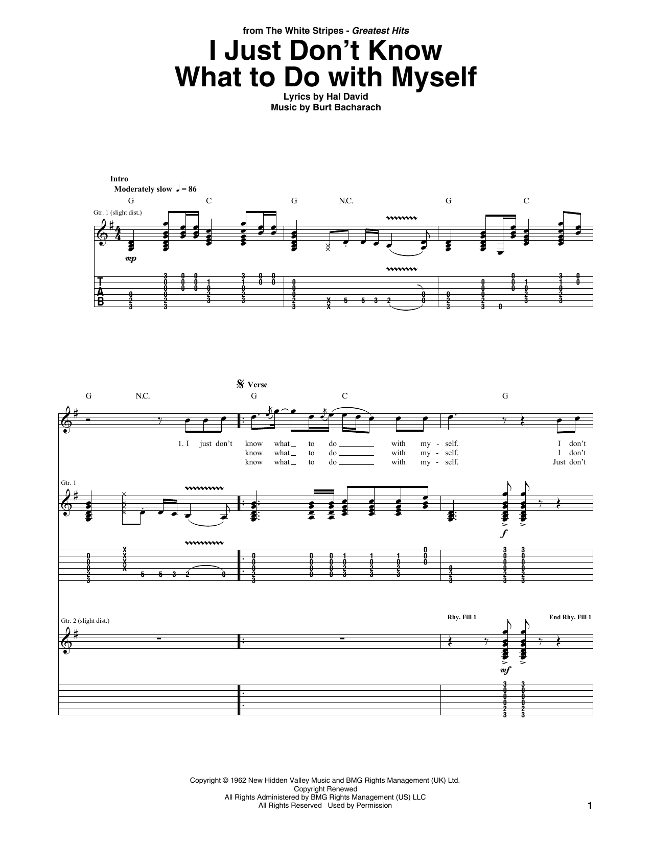 Download The White Stripes I Just Don't Know What To Do With Mysel Sheet Music