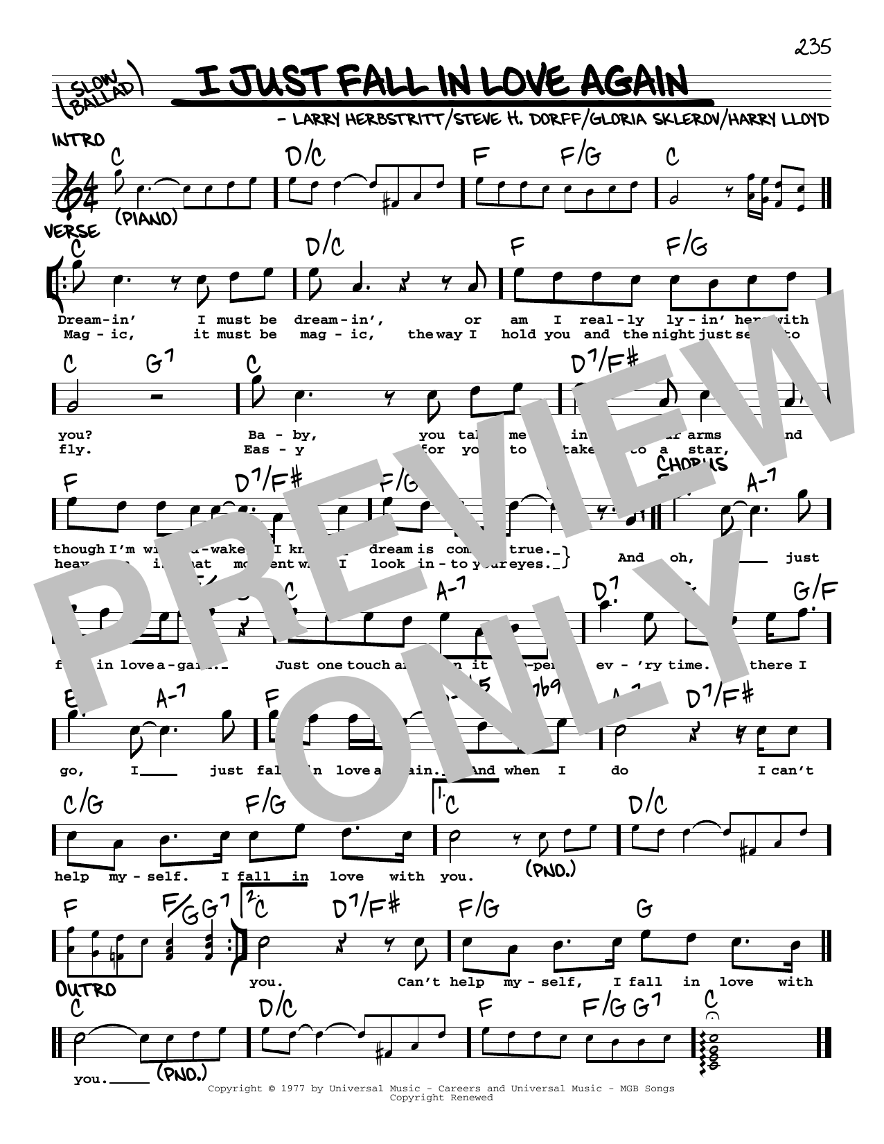 Download Anne Murray I Just Fall In Love Again Sheet Music