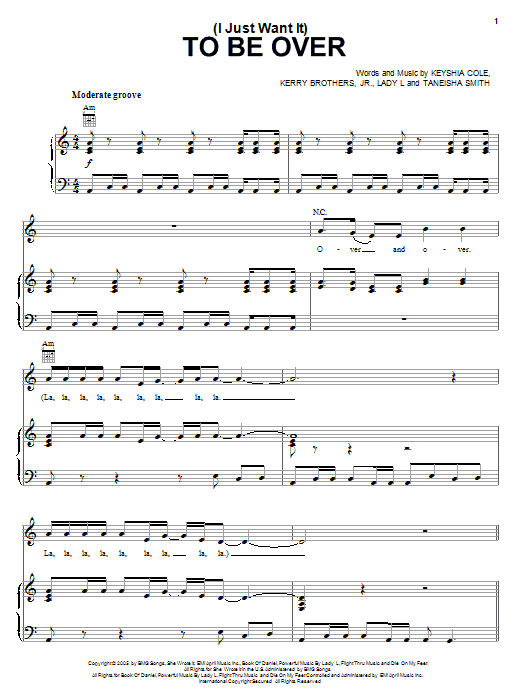 Download Keyshia Cole (I Just Want It) To Be Over Sheet Music