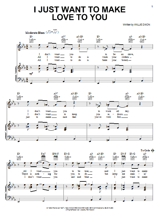 Download Foghat I Just Want To Make Love To You Sheet Music