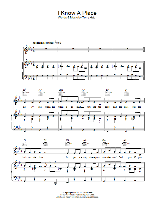 Download Petula Clark I Know A Place Sheet Music