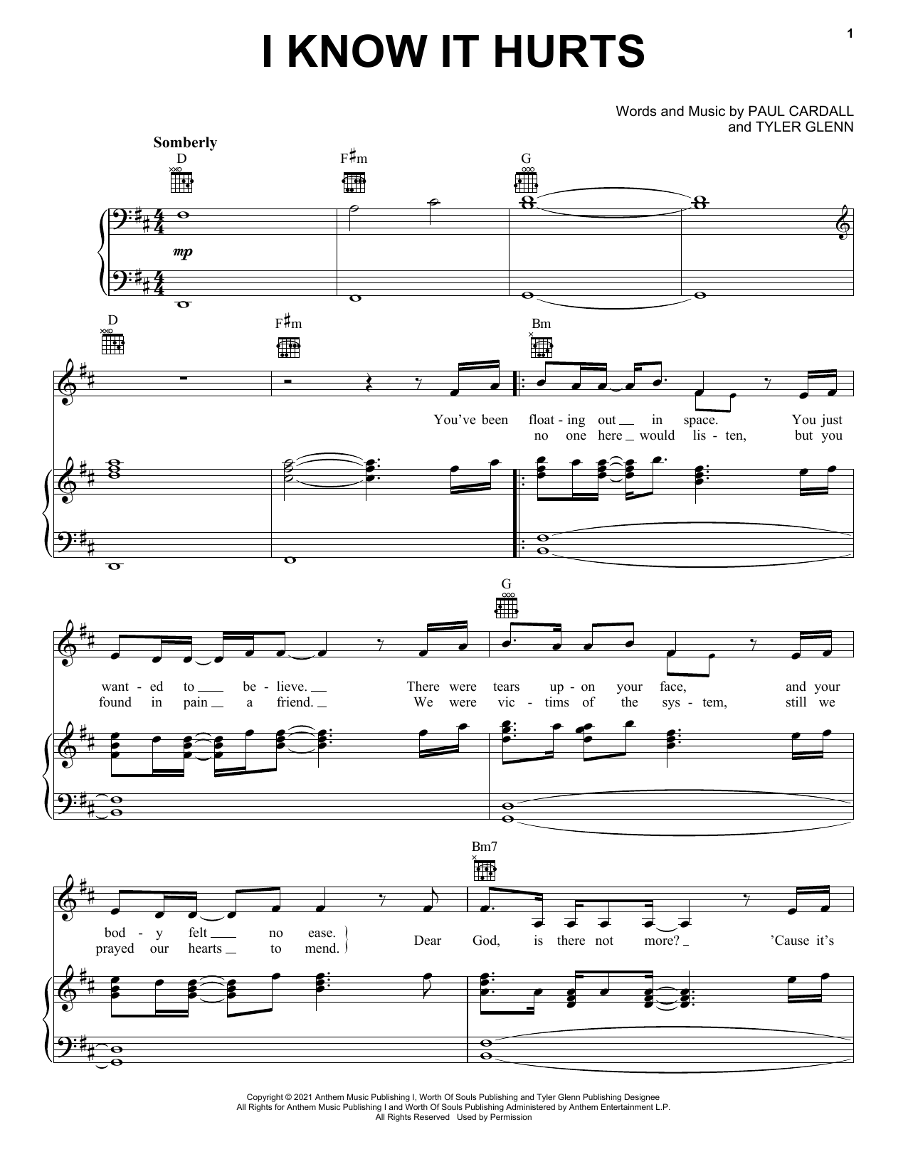 Download Paul Cardall and Tyler Glenn I Know It Hurts Sheet Music