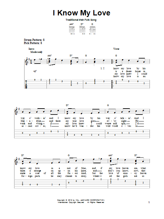 Download Traditional Irish Folk Song I Know My Love Sheet Music