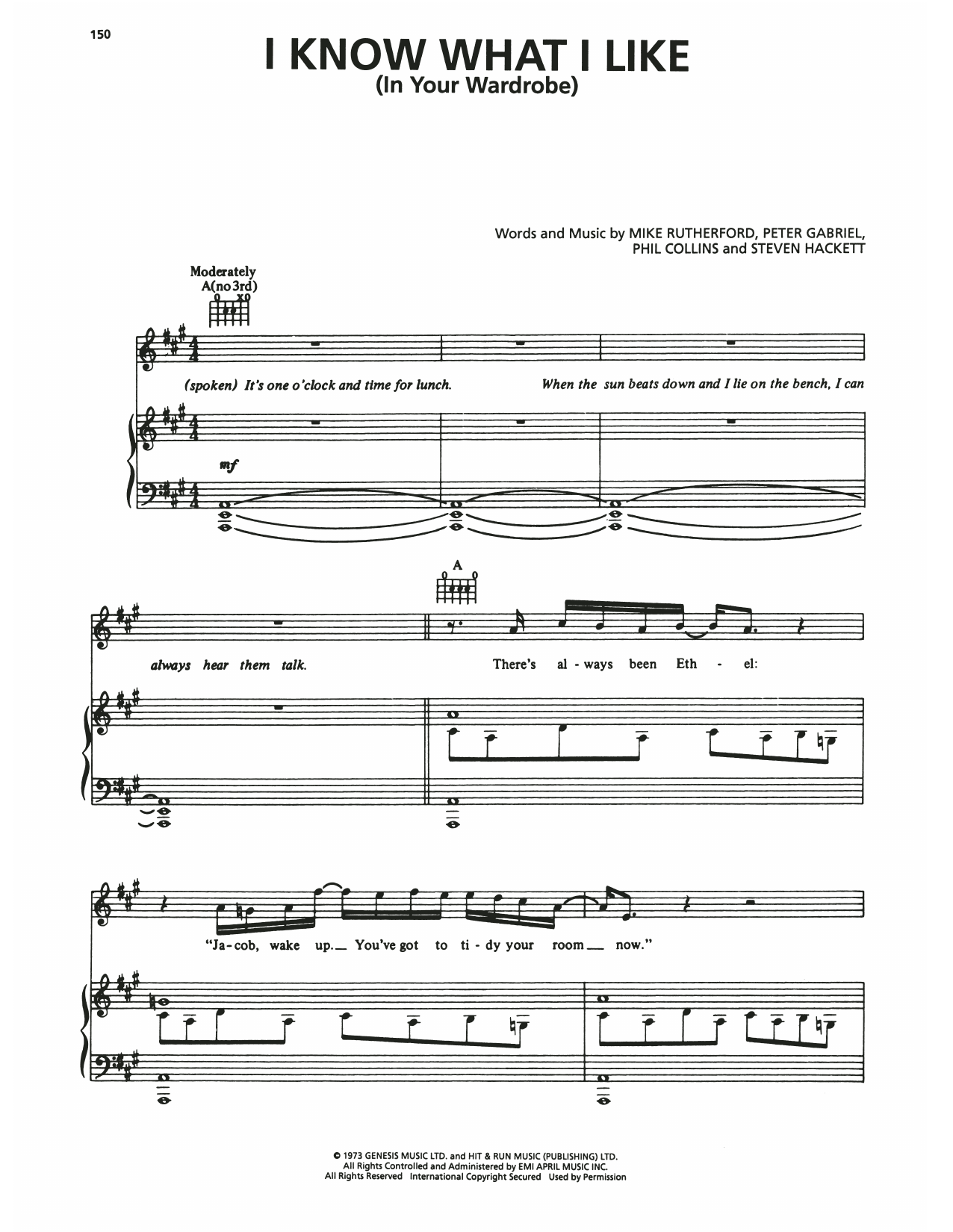 Download Genesis I Know What I Like (In Your Wardrobe) Sheet Music