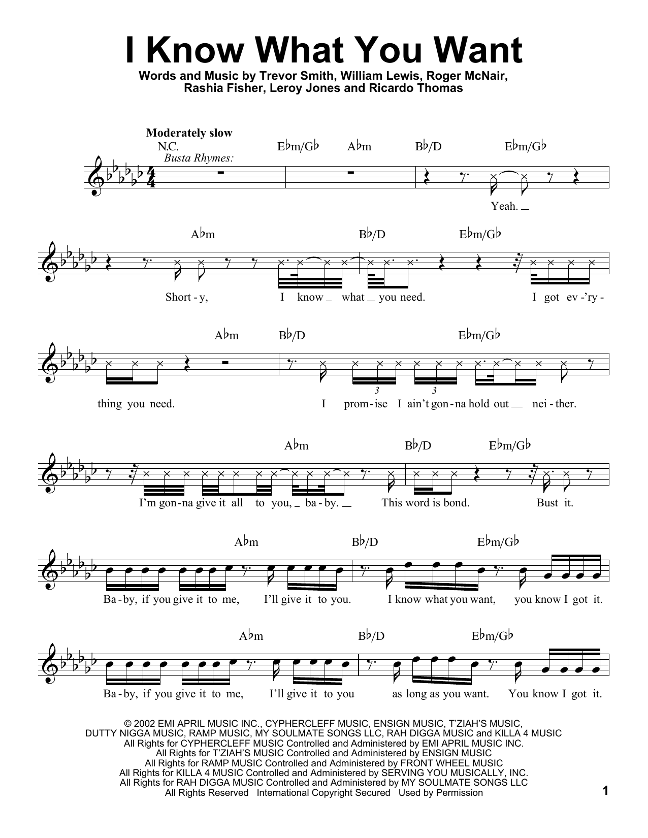 Download Busta Rhymes & Mariah Carey I Know What You Want (feat. The Flipmod Sheet Music