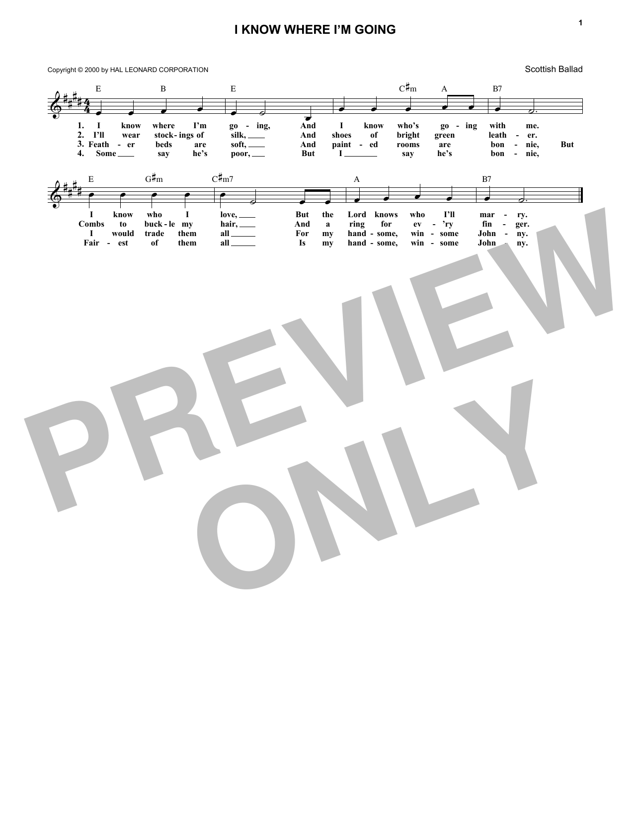 Download English Folksong I Know Where I'm Goin' Sheet Music
