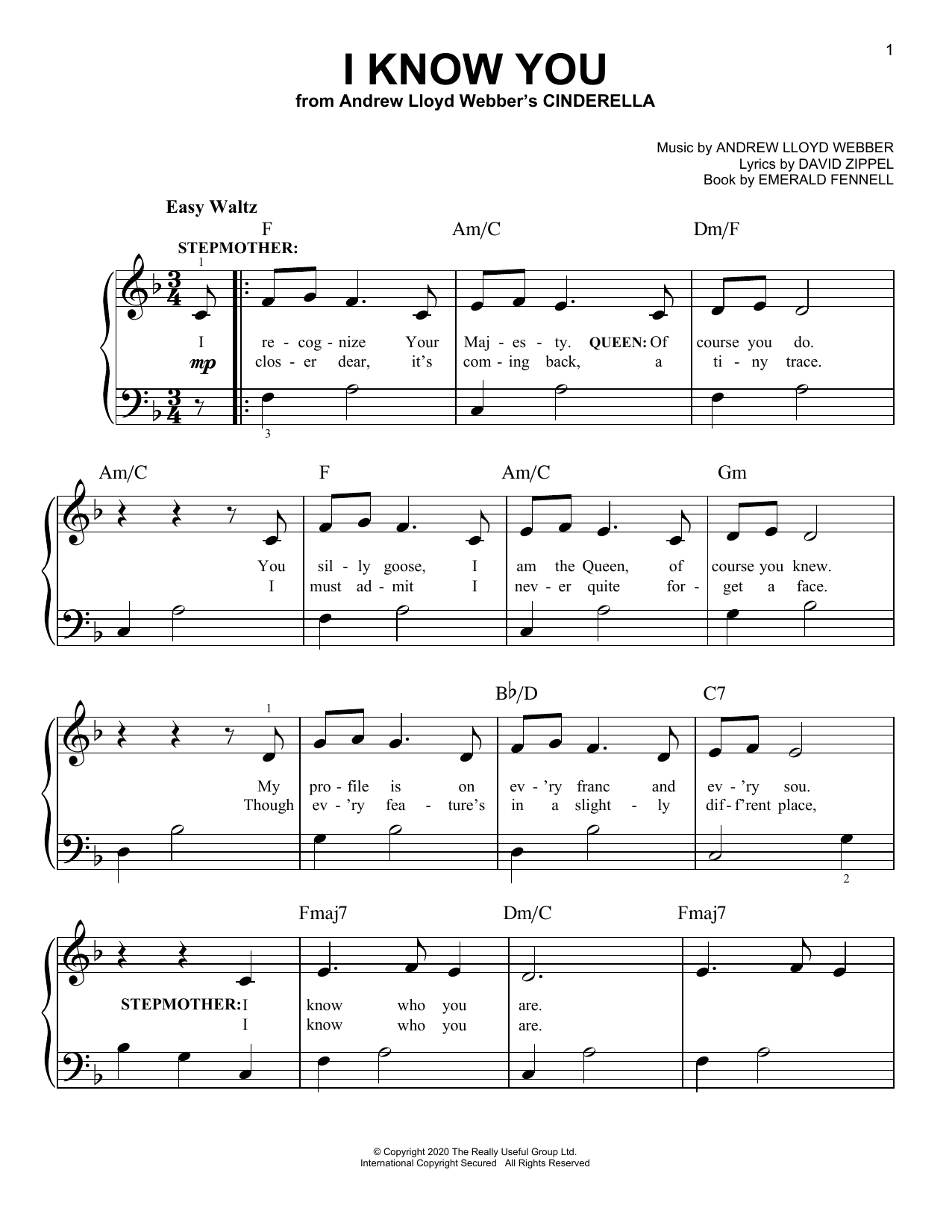 Download Andrew Lloyd Webber I Know You (from Andrew Lloyd Webber's Sheet Music