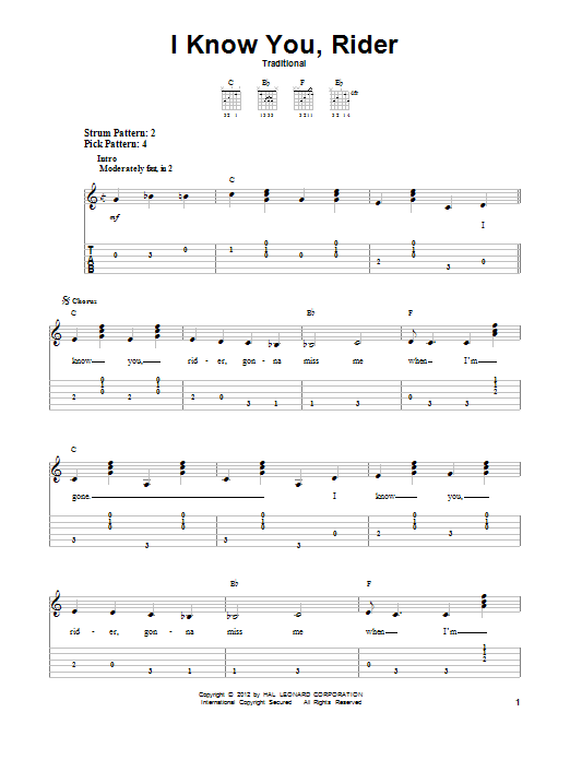 Download Traditional I Know You, Rider Sheet Music