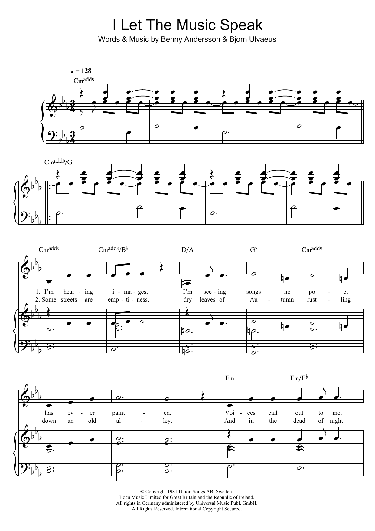 Download ABBA I Let The Music Speak Sheet Music
