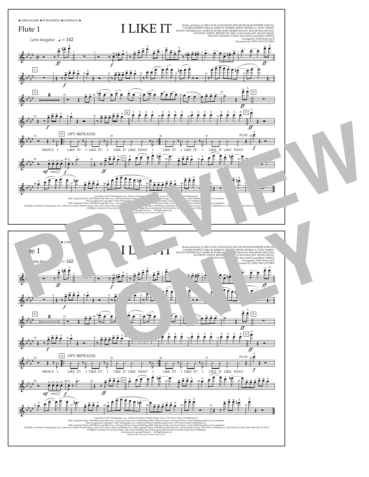 Download Cardi B, Bad Bunny & J Balvin I Like It (arr. Tom Wallace) - Flute 1 Sheet Music