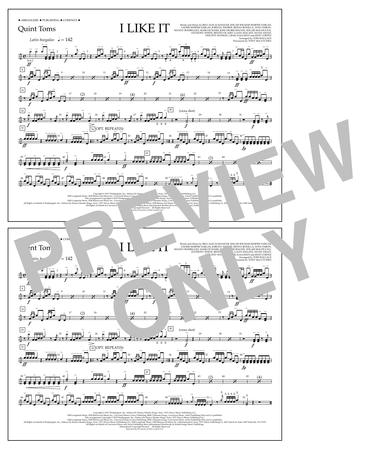 Download Cardi B, Bad Bunny & J Balvin I Like It (arr. Tom Wallace) - Quint-To Sheet Music