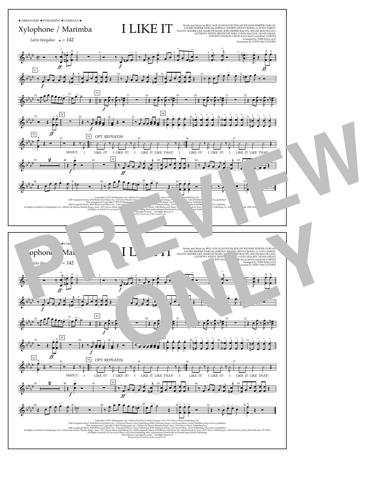 Download Cardi B, Bad Bunny & J Balvin I Like It (arr. Tom Wallace) - Xylophon Sheet Music