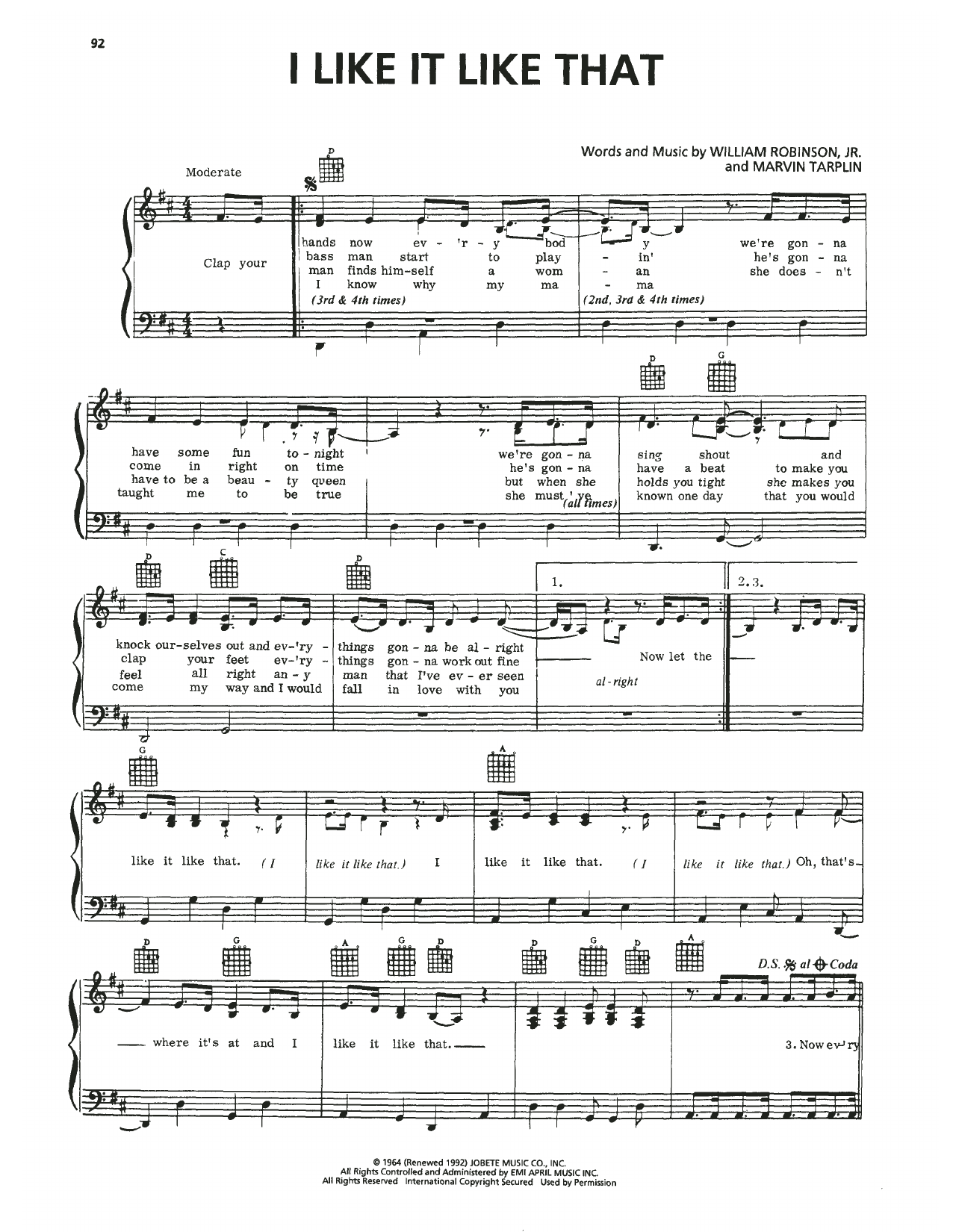 Download The Miracles I Like It Like That Sheet Music